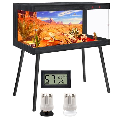 Royxen Bartagamen-Tank aus gehärtetem Glas mit Beinständer, Schwarz, 81,3 x 40,6 x 40,6 cm Royxen Bartagamen-Tank aus gehärtetem Glas mit Beinständer, Schwarz, 81,3 x 40,6 x 40,6 cm von Royxen