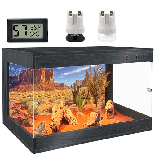 Royxen Reptilien-Tank aus gehärtetem Glas, Reptiliengehege mit Metallnetz-Oberseite und abschließbarem Design, 28 Gallonen Bartagamen-Tank für Eidechse, Gecko, Schildkröte, Schlange, 61 cm, Schwarz Royxen Reptilien-Tank aus gehärtetem Glas, Reptiliengehege mit Metallnetz-Oberseite und abschließbarem Design, 28 Gallonen Bartagamen-Tank für Eidechse, Gecko, Schildkröte, Schlange, 61 cm, Schwarz von Royxen
