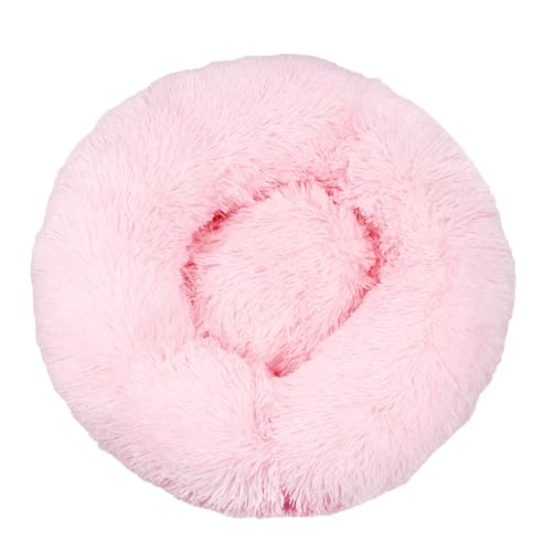 Rozhuhro Katzenbett Hundebett Sofa Donut-Zwinger, warmes rundes Haustierbett Plüsch, weiche beruhigende Betten Plüsch mit Rutschfester Unterseite, für Welpen Kätzchen kleine Haustiere,Pink 2,110CM von Rozhuhro