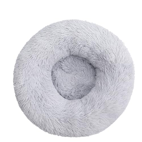 Rozhuhro Katzenbett Hundebett Sofa Donut-Zwinger, warmes rundes Haustierbett Plüsch, weiche beruhigende Betten mit Rutschfester Unterseite, für Welpen Kätzchen kleine Haustiere,Dark Gray,60CM von Rozhuhro