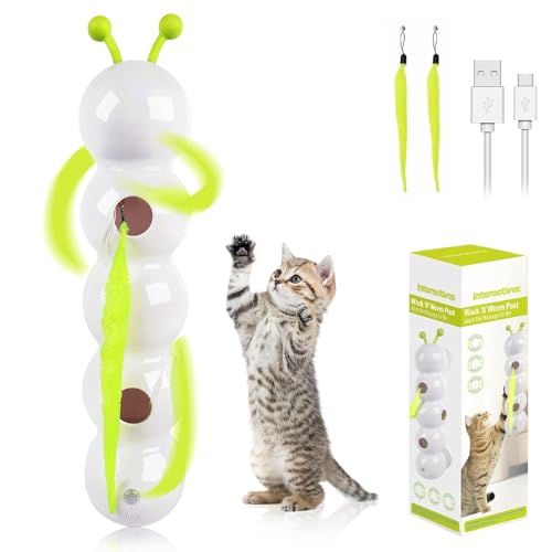 Wusel Wurm Katzenspielzeug, interaktives Katzenspielzeug mit Saugnapf, Smart Motion Haustierspielzeug mit Wurmdesign, Wand & Fenster Montiert Katzen Spielzeug für Kleine bis mittelgroße Kätzchen Wusel Wurm Katzenspielzeug, interaktives Katzenspielzeug mit Saugnapf, Smart Motion Haustierspielzeug mit Wurmdesign, Wand & Fenster Montiert Katzen Spielzeug für Kleine bis mittelgroße Kätzchen von Rppiup