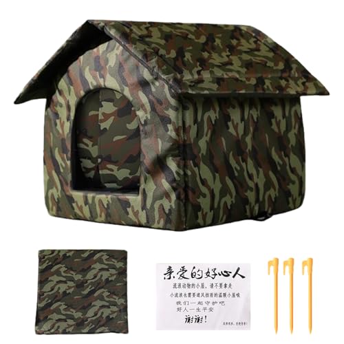 Rproonay Katzenschutz, wetterfeste Struktur, 41 x 41 x 33 cm, isoliertes Haustierhaus, zusammenklappbar, tragbares Design, für streunende oder Outdoor-Haustiere von Rproonay