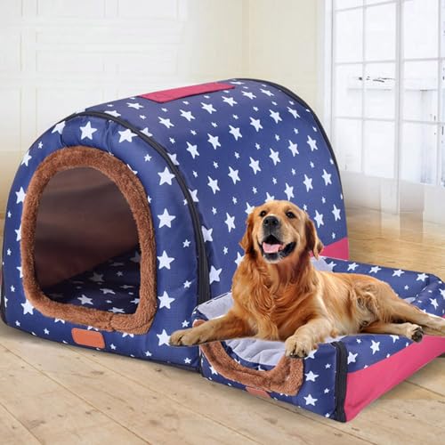 Extra großes 2-in-1 Jumbo-Hundehütte, XL, Hundebett, Zelt, Angstlinderung, beruhigend, XXL Hundehütte, Katzenhöhle, Iglu, Winter, warm, Haustiernest (XL-75 x 57 x 55 cm, D) von Rr tianshi