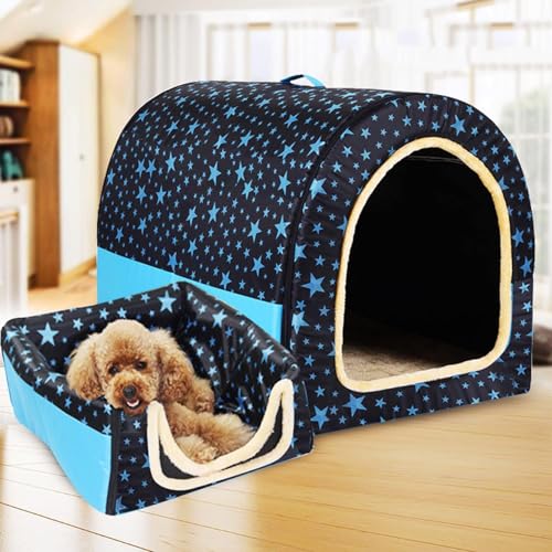 Extra großes 2-in-1 Jumbo-Hundehütte, XL, Hundebett, Zelt, Angstlinderung, beruhigend, XXL Hundehütte, Katzenhöhle, Iglu, Winter, warm, Haustiernest (XL-75 x 57 x 55 cm, H) von Rr tianshi