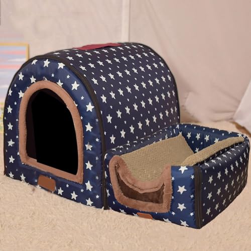 Extra großes 2-in-1 Jumbo-Hundehütte, XL, Hundebett, Zelt, Angstlinderung, beruhigend, XXL Hundehütte, Katzenhöhle, Iglu, Winter, warm, Haustiernest (XL-75 x 57 x 55 cm, K) von Rr tianshi