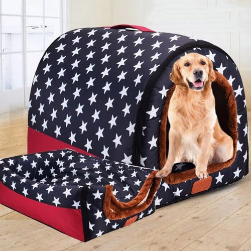 Extra großes 2-in-1 Jumbo-Hundehütte, XL, Hundebett, Zelt, Angstlinderung, beruhigend, XXL Hundehütte, Katzenhöhle, Iglu, Winter, warm, Haustiernest (XXL-92 x 68 x 72 cm, A) von Rr tianshi