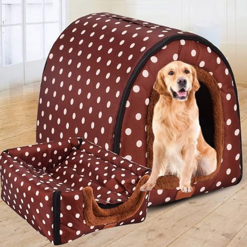 Extra großes 2-in-1 Jumbo-Hundehütte, XL, Hundebett, Zelt, Angstlinderung, beruhigend, XXL Hundehütte, Katzenhöhle, Iglu, Winter, warm, Haustiernest (XXL-92 x 68 x 72 cm, E) von Rr tianshi