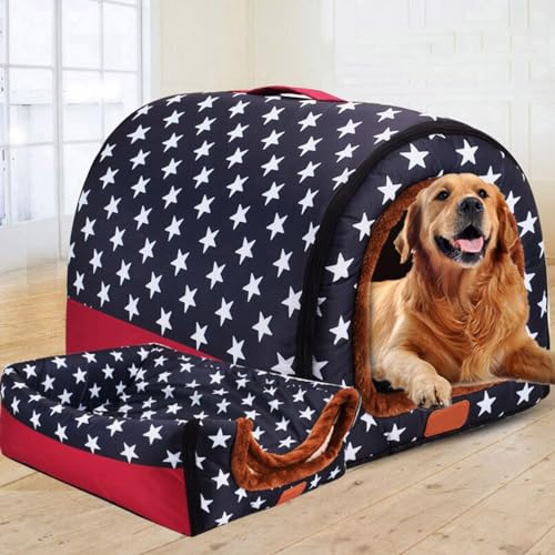 Extra großes Hundehausbett, XXL, Jumbo-Hundebett, Zelt, XL, Angstlinderung, beruhigend, Hundehütte, Katzenhöhle, Iglu, Winter, warmes Haustiernest (L-60 x 48 x 43 cm, A) von Rr tianshi