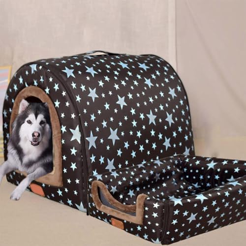 Rr tianshi Extra großes Hundehüttenbett, Jumbo-Hundebett, Zelt, XL, zur Linderung von Angstzuständen, beruhigende Hundehütte, Katzenhöhle, Iglu, Winter, warmes Haustiernest (XXL-92 x 68 x 72 cm, C) von Rr tianshi