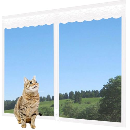 Rr tianshi Balkonnetze, Schutz für Katzenfenster, Fensterschutz für Katzen, Sicherheitsnetz, kratzfester Fensterschutz, Fliegengitter, Moskitonetz (120 x 180 cm, Weiß) von Rr tianshi