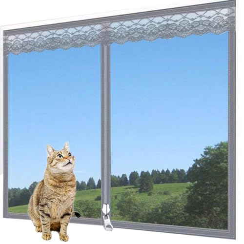 Rr tianshi Balkonnetze, Schutz für Katzenfenster, Fensterschutz für Katzen, Sicherheitsnetz, kratzfester Fensterschutz, Fliegengitter, Moskitonetz (180 x 200 cm, Grau) von Rr tianshi