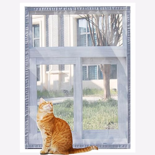 Rr tianshi Balkonnetze, langlebiger Katzenfensterschutz, Fenster-Netzschutz für Katzen, kratzfester Fensterschutz, Fliegengitter, Moskitonetz (80 x 100 cm, Grau + Grau) von Rr tianshi