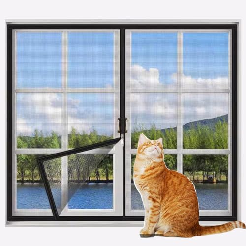 Rr tianshi Balkonnetze mit Reißverschluss, Katzenfenster, Fensterschutz für Katzen, Sicherheitsnetz, kratzfester Fensterschutz, Fliegengitter, Moskitonetz (100 x 100 cm, Schwarz + Weiß) von Rr tianshi