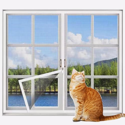 Rr tianshi Balkonnetze mit Reißverschluss, Katzenfenster, Fensterschutz für Katzen, Sicherheitsnetz, kratzfester Fensterschutz, Fliegengitter, Moskitonetz (120 x 150 cm, Weiß + Grau) von Rr tianshi