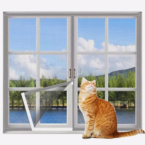 Rr tianshi Balkonnetze mit Reißverschluss, Katzenfenster, Fensterschutz für Katzen, Sicherheitsnetz, kratzfester Fensterschutz, Fliegengitter, Moskitonetz (150 x 180 cm, Grau + Grau) von Rr tianshi