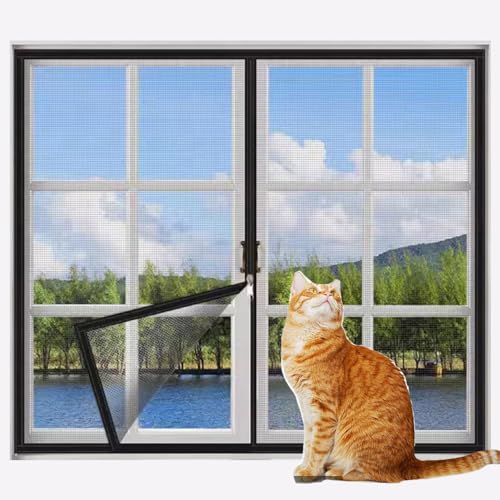 Rr tianshi Balkonnetze mit Reißverschluss, Katzenfenster, Fensterschutz für Katzen, Sicherheitsnetz, kratzfester Fensterschutz, Fliegengitter, Moskitonetz (150 x 180 cm, Schwarz + Grau) von Rr tianshi