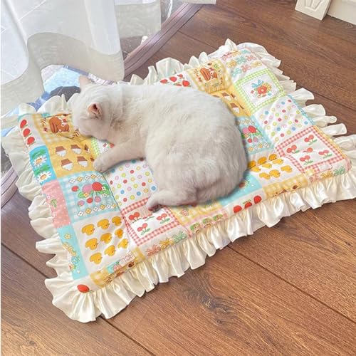 Rr tianshi Haustierbettmatte, niedliche Katzen-Schlafmatte, warmes Hundebett/Kissen für Katzen Welpen, waschbar, flaches Haustierbett, Decke für Hunde und Katzen (L-70 x 50 cm, B) von Rr tianshi