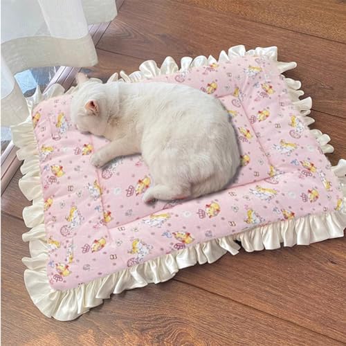 Rr tianshi Haustierbettmatte, niedliche Katzen-Schlafmatte, warmes Hundebett/Kissen für Katzen Welpen, waschbar, flaches Haustierbett, Decke für Hunde und Katzen (L-70 x 50 cm, F) von Rr tianshi