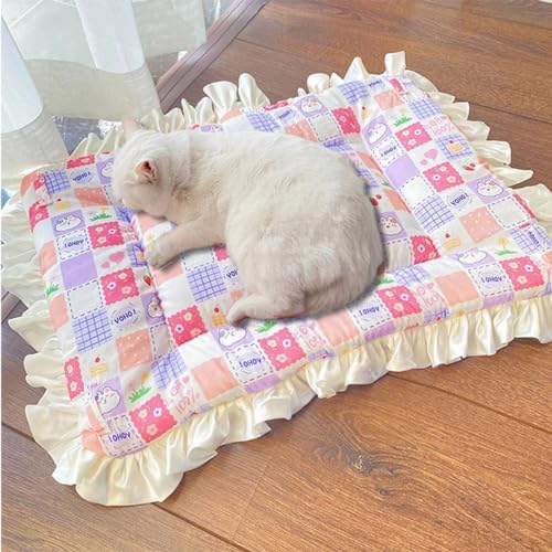 Rr tianshi Haustierbettmatte, niedliche Katzen-Schlafmatte, warmes Hundebett/Kissen für Katzen Welpen, waschbar, flaches Haustierbett, Decke für Hunde und Katzen (M-60 x 40 cm, A) von Rr tianshi