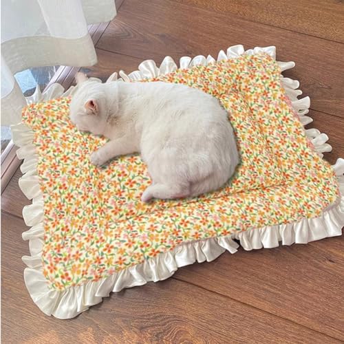 Rr tianshi Haustierbettmatte, niedliche Katzen-Schlafmatte, warmes Hundebett/Kissen für Katzen Welpen, waschbar, flaches Haustierbett, Decke für Hunde und Katzen (S-50 x 35 cm, E) von Rr tianshi