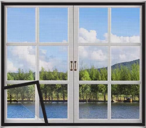 Rr tianshi Katzen-Fensterschutz, Balkonnetz, Fenster-Netzschutz für Katzen, Sicherheitsnetz, kratzfester Fensterschutz, Fliegengitter, Moskitonetz (50 x 60 cm, Schwarz + Grau) von Rr tianshi