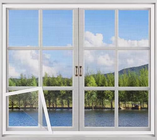 Rr tianshi Katzen-Fensterschutz, Balkonnetz, Fenster-Netzschutz für Katzen, Sicherheitsnetz, kratzfester Fensterschutz, Fliegengitter, Moskitonetz (60 x 80 cm, Weiß + Grau) von Rr tianshi