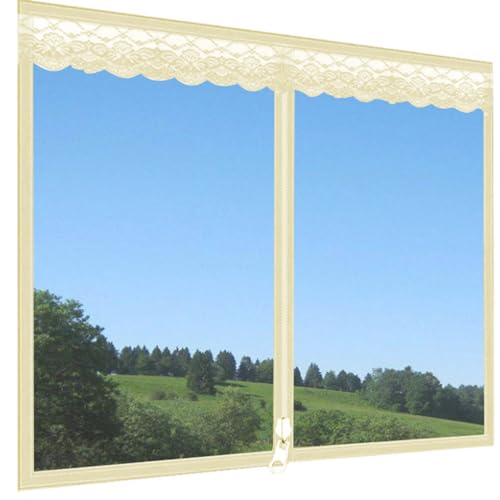 Rr tianshi Katzen-Fensterschutz, Balkonnetzschutz, Fensternetzschutz für Katzen, kratzfester Fensterschutz, Fliegengitter, Moskitonetz (120 x 150 cm, Beige) von Rr tianshi