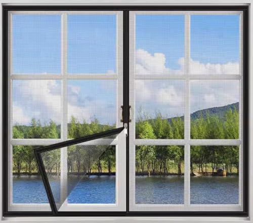 Rr tianshi Katzen-Fensterschutz, Reißverschluss, Balkonnetz, Fenster-Netzschutz für Katzen, kratzfester Fensterschutz, Fliegengitter, Moskitonetz (150 x 180 cm, Schwarz + Weiß) von Rr tianshi