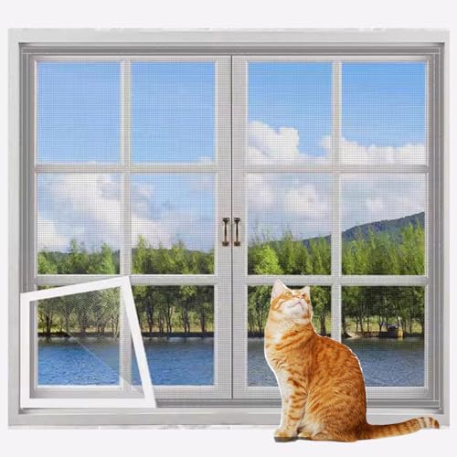 Rr tianshi Katzenschutzgitter für Fenster, Balkonnetz, Fensterschutz für Katzen, kratzfester Fensterschutz, Fliegengitter, Moskitonetz (60 x 150 cm, Grau + Grau) von Rr tianshi