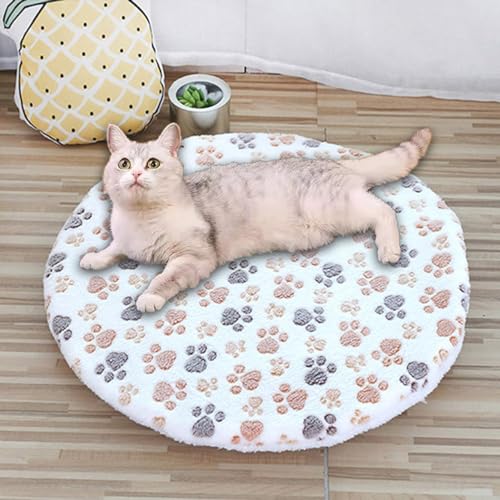 Rr tianshi Runde Plüsch-Katzenmatte, Kissen, doppelt warm, flauschig, Haustierhüttenmatte, ultraweich, für den Innenbereich, Winterkatzen, Hundebett, Größe S (35 ~ 40 cm), D) von Rr tianshi