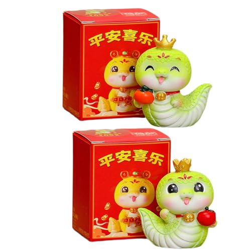 Rrlihjgu 2 Stück 2025 Chinesische Neujahrsschlange Figuren Dekoration Harz Chinesisches Neujahr Schlange Zubehör für Auto Armaturenbrett Ornament Büro Tisch Landschaft Souvenir Gi-ft 5 cm von Rrlihjgu