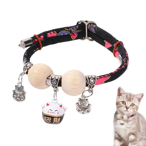 Rrlihjgu Halsbänder Für Katzen | Kätzchenhalsband Mit Zedernholzperle,Verstellbares Weiches Halsband Ganztägiger Kleine Mittlere Große Rassen Spaziergänge Training von Rrlihjgu