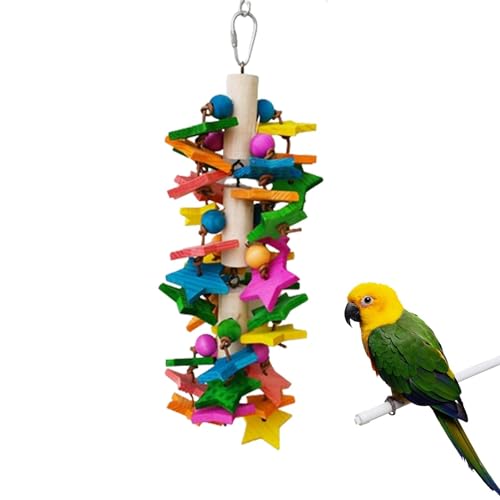 Rrlihjgu Kauspielzeug für Vögel, Kauspielzeug für Papageien - Hängendes Kauspielzeug aus Naturholz für Nymphensittiche,Dekorative Käfiganhänger mit Metallhaken, multifunktionales Entspannungsspielzeug von Rrlihjgu