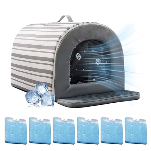 Rrlihjgu Kühlende Hundehütte,Mit Kühlbox & Außenkühlung Für Katzen | rutschfeste Isolierte Gemütliche Schlafplätze Wasserdicht Für Reise Camping Zuhause Wohnung von Rrlihjgu