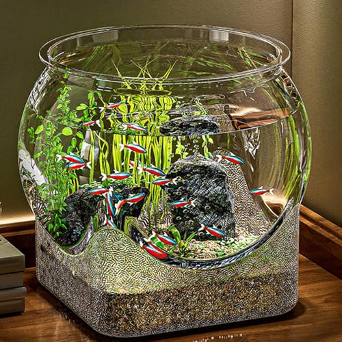 Rrlihjgu Tisch-Aquarium für Betta-Fische, Schildkröten, rundes Fischgefäß, transparentes Aquarium, kleine Aquarien für Betta-Fische, Schildkröten, modernes kompaktes Aquarium für Tischplatte oder Rrlihjgu Tisch-Aquarium für Betta-Fische, Schildkröten, rundes Fischgefäß, transparentes Aquarium, kleine Aquarien für Betta-Fische, Schildkröten, modernes kompaktes Aquarium für Tischplatte oder von Rrlihjgu
