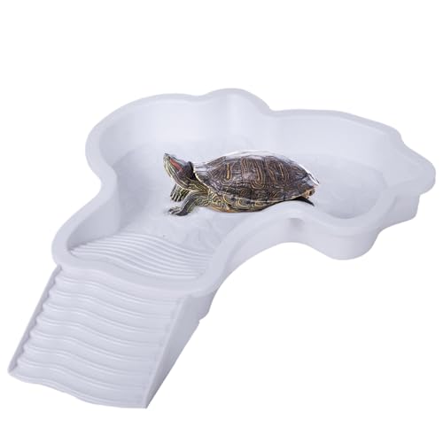 Rrlihjgu Wasser Flach Für Schwimmbäder Schildkröte Mit Rampe, 35x28 cm Maneeoire Fitnessschildkröte Reptilien Wasserschale Für Reptilien Schüssel Für Nichtlip -Reptilien Mit Entwässerung von Rrlihjgu