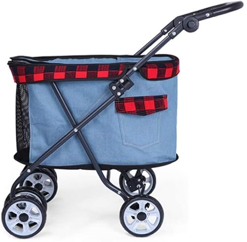 Doppel-Hundewagen, Haustier-Kinderwagen, Hunde-Haustier-Transportwagen, rollendes Rad, Haustier-Trolley, faltbar, zerlegbar, Haustier-Katzen-Tasche, Multi-Haustier-Trolley von RsFiL