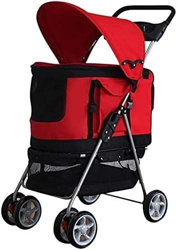 Hunde-Kinderwagen, Haustier-Kinderwagen, Joggen, Reisen mit zusammenklappbarem Träger, Hunde-Kinderwagen mit Getränkehalter, geeignet für kleine und mittelgroße Hunde, Katzen von RsFiL