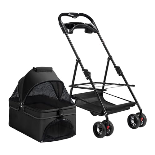 Kleiner Haustier-Kinderwagen mit Getränkehalter für Hunde und Katzen, Hunde-Kinderwagen für kleine Hunde, Faltbarer Reise-Kinderwagenträger, atmungsaktiver Kinderwagenwagen für Haustiere, abnehmb Kleiner Haustier-Kinderwagen mit Getränkehalter für Hunde und Katzen, Hunde-Kinderwagen für kleine Hunde, Faltbarer Reise-Kinderwagenträger, atmungsaktiver Kinderwagenwagen für Haustiere, abnehmb von RsFiL