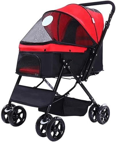 Zusammenklappbarer Hunde-Kinderwagen, Haustier-Kinderwagen, Katzen, 4 Räder, Welpen-Kinderwagen, Kinderwagen, Handlauf, wendbar, bis zu 20 kg Zusammenklappbarer Hunde-Kinderwagen, Haustier-Kinderwagen, Katzen, 4 Räder, Welpen-Kinderwagen, Kinderwagen, Handlauf, wendbar, bis zu 20 kg von RsFiL