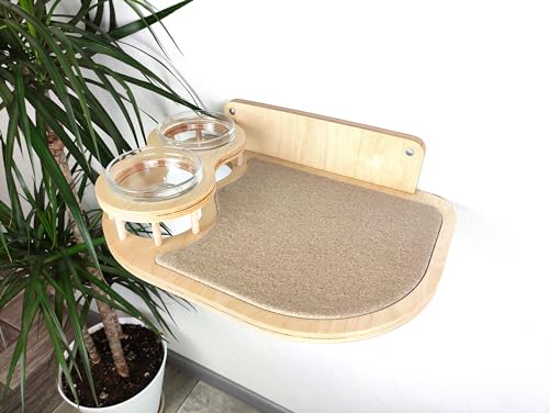 RshPets® Katzenfutter Regale - Kletterwand Katzen - Futterspender für Katzen - Katzen Wandelemente - Katzen Kletterwand Set - Katzentreppe Wand (Helle Farbe, Linke Seite) von RshPets