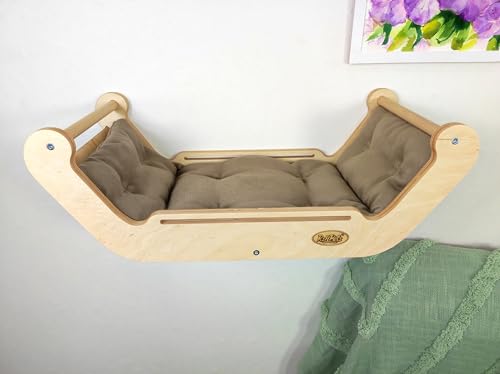 RshPets Katzenbett - Kletterwand Katzen - Hängematte für Katzen - Katzen Kletterwand - Katzenzubehör - Katzentreppe - Katzen Wandelemente - Katzen Kletterwand Set (Helle Farbe) von RshPets