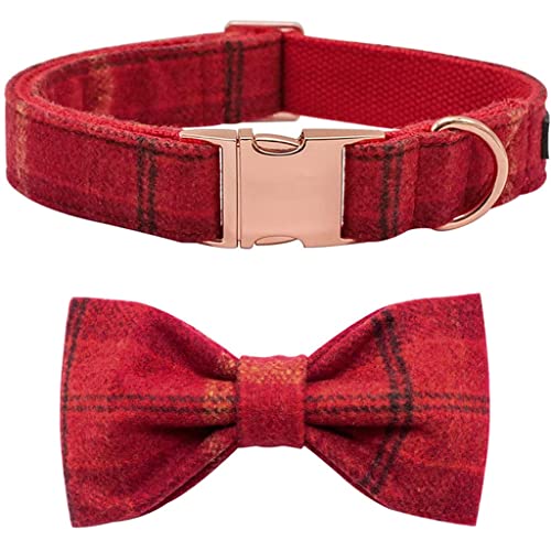 Braunes kariertes Wollhalsband mit warmen und weichen Nylonschleifen, Hundehalsband für große, mittelgroße und kleine Hunde (Farbe: C, Größe: M) (B X) von Rsmmpqa