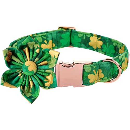 Hundehalsband mit Fliege, Blume, grün, St. Patricks Day, Hundehalsband für kleine, mittelgroße und große Hunde (Größe L: X) von Rsmmpqa