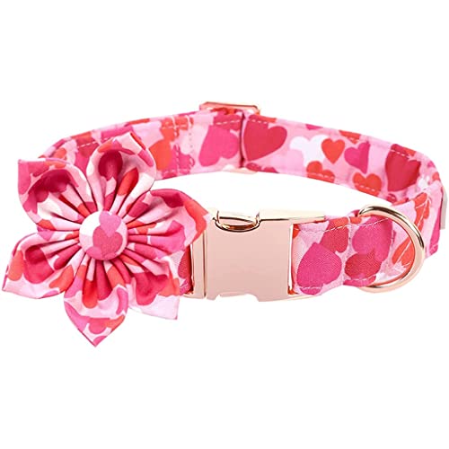 Hundehalsband mit Herzmotiv und Fliege, Blume, Hundehalsband für große, mittelgroße und kleine Hunde (Farbe: A, Größe: X-Small) (Größe S) von Rsmmpqa