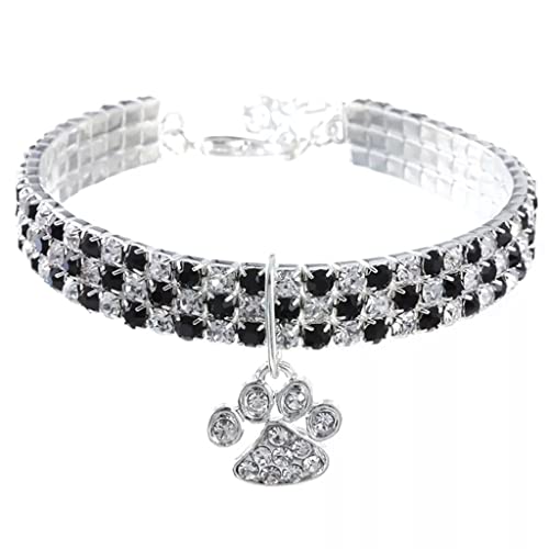 Kristall-Hundehalsband, Diamant, Welpen, Haustier, glänzend, volle Strass-Halskette, Halsbänder für kleine Hunde, Größe S/M/L (Farbe: Größe: S-Code) (Schwarz, M-Code) von Rsmmpqa