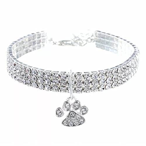 Kristall-Hundehalsband, Diamant, Welpen, Haustier, glänzend, volle Strasssteine, Halsbänder für kleine Hunde, Größe S/M/L (Farbe: Größe: S-Code) (Weiß, L-Code) von Rsmmpqa