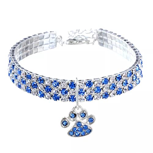 Kristall-Hundehalsband, Diamant, Welpen, Haustier, glänzend, volle Strasssteine, Halsbänder für kleine Hunde, Größe S/M/L (Farbe: S-Code) (Blau, S-Code) von Rsmmpqa