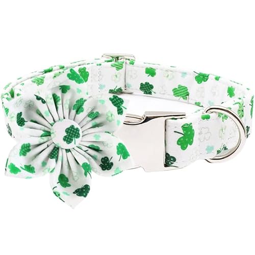 Patrick's Day Hundehalsband mit Fliege, Blume, für große, mittelgroße und kleine Hunde (Größe X-Small), Grün von Rsmmpqa