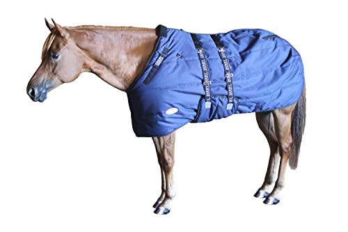 Rsmmpqa 1200D Pferdedecke für Pferde, wasserdicht, schwere Winterdecke, Himbeerschwarz 70, Marineblau mit rotem Rand 69 von Rsmmpqa